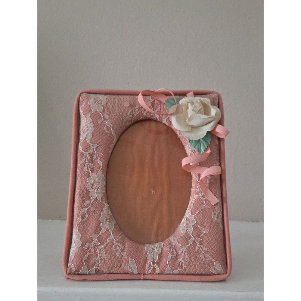 Pink Lace Floral Picture Frame
